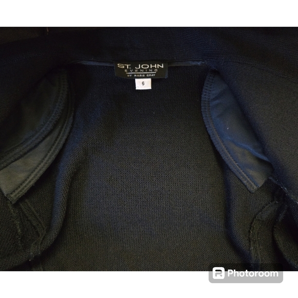 St John Evening Knit Jacket Blazer Size 6 with Rhinestone Jewel Buttons - Picture 10 of 11